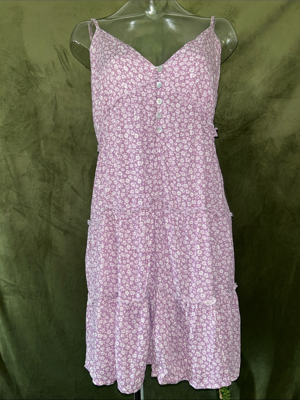 Romantic Lavender Floral Spaghetti-Strap Mini Dress